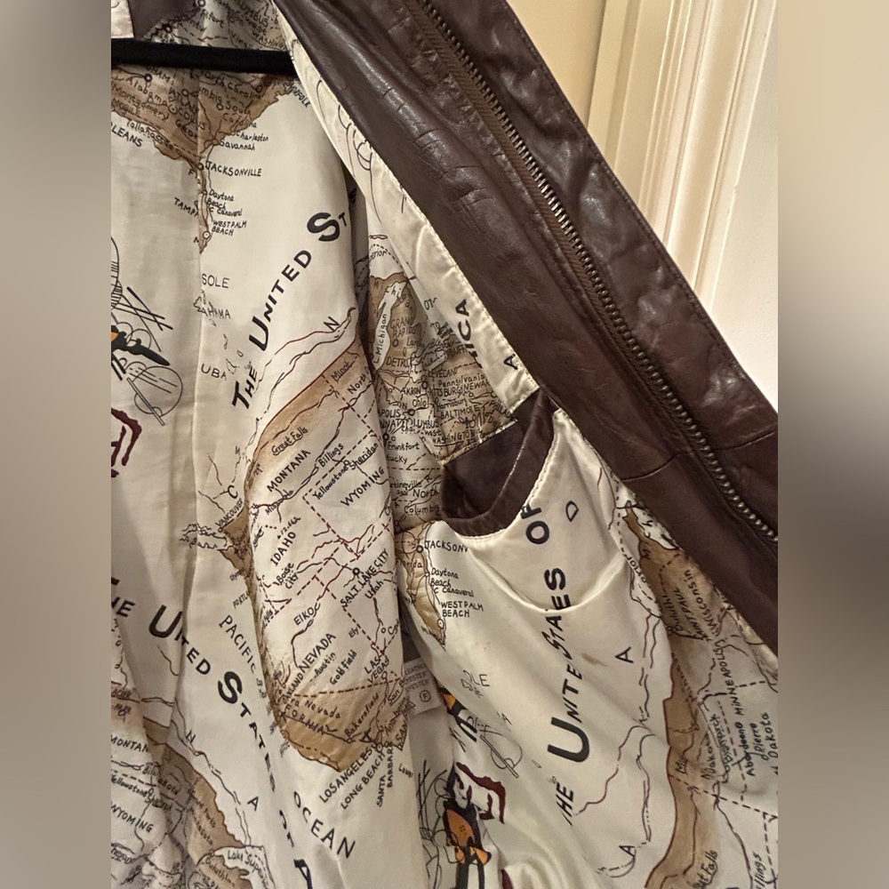 Repertoire Vintage Brown Leather Bomber Jacket - Picture 14 of 16